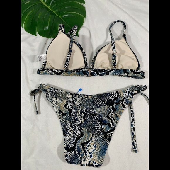NEW $38 Shade & Shore Snake Triangle Bikini Top [ L ]+‎ Cheeky Bottom [ S ] - Picture 10 of 13